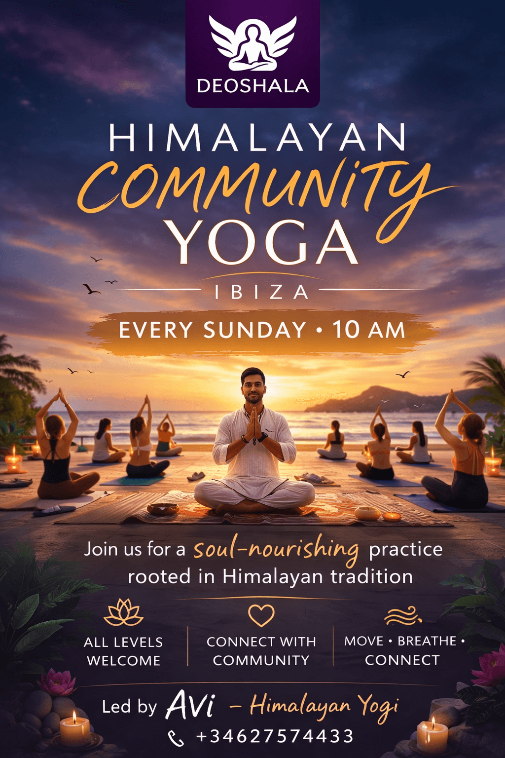 Himalayan Community Yoga, Every Sunday at 10. Playa Talamanca, Infront of Hotel Simbad.